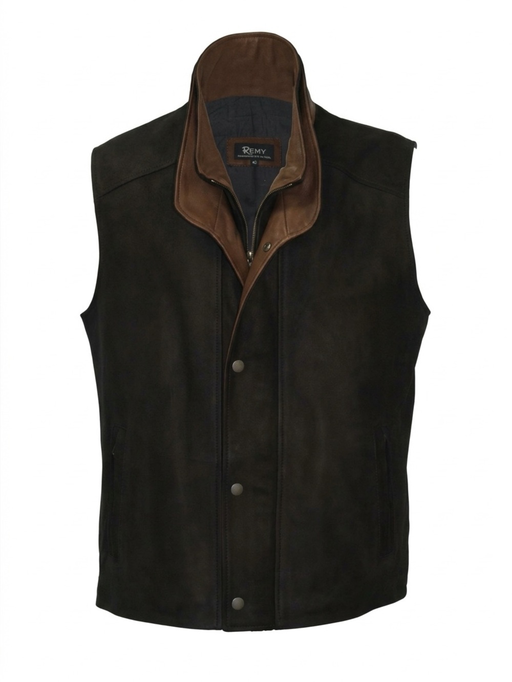 Remy Leather & Suede Double Collar Vest Rochester Big & Tall 1XLT USA Made